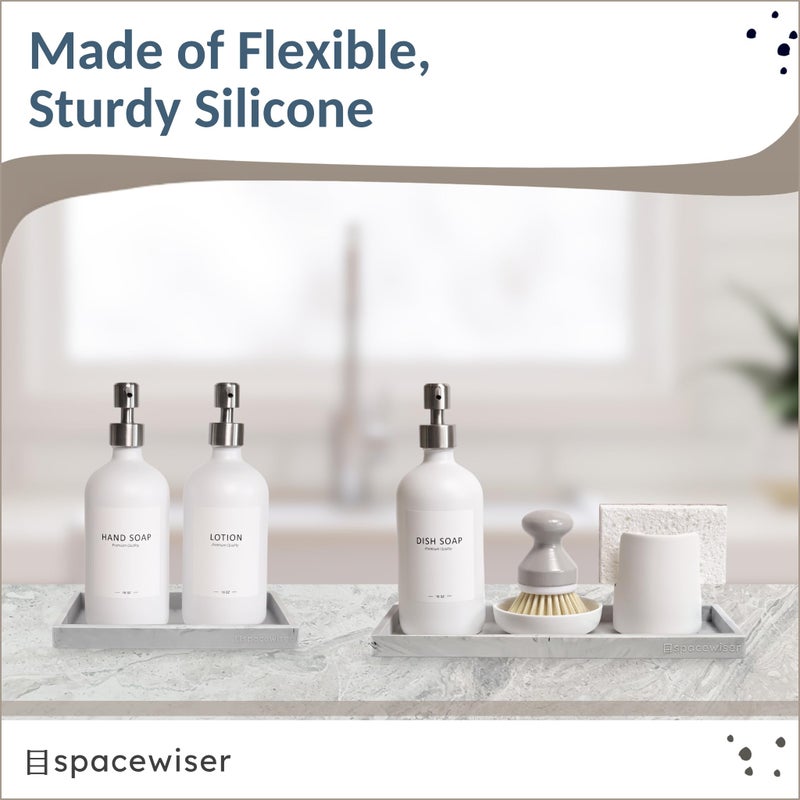 Spacewiser Countertop and Vanity Tray - 2 PC (11  and 7 ) Shatterproof Silicone Kitchen and Bathroom Trays for Counter  Kitchen Soap Dispenser Tray  Vanity Trays for Bathroom  Perfume Key Tray - Image 2